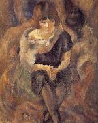 Jules Pascin Lucy wearing fur shawl painting